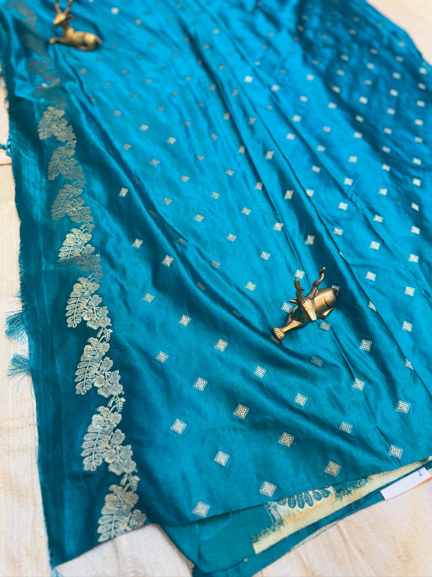Banarasi Satin Mushru Silk Saree with Small Butta | Blue