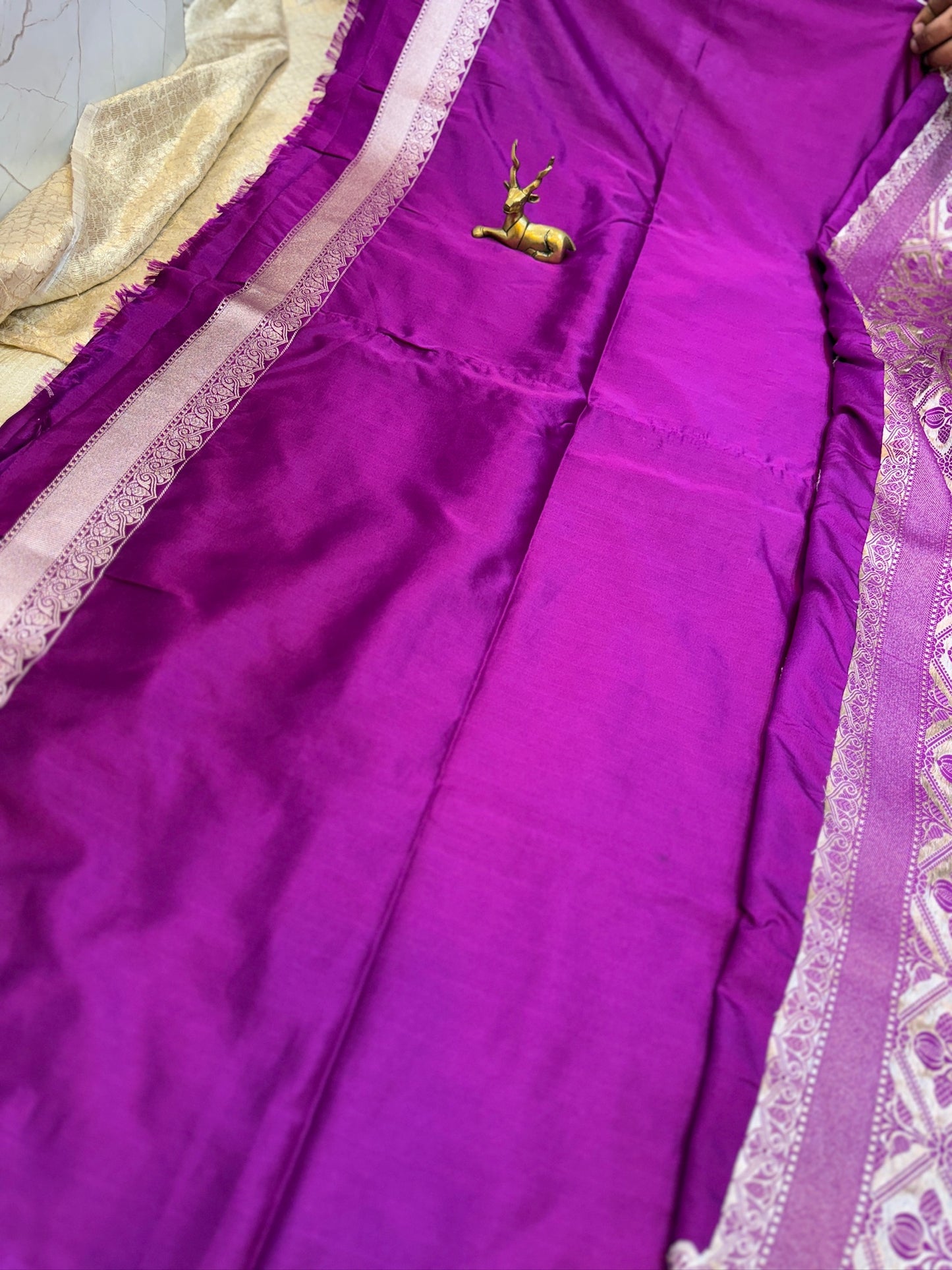 Banarasi Satin Mushru Silk Saree | Purple