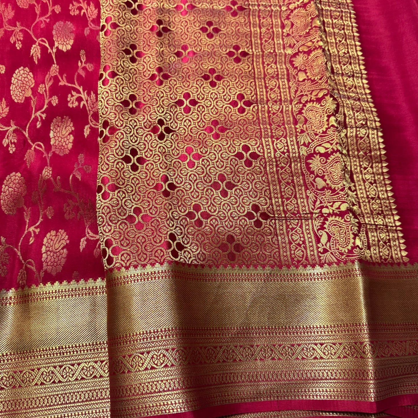 Pure Crepe Mysore Silk Saree | Heavy Brocade | Red