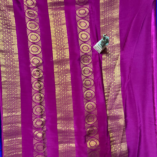 Pure Crepe Mysore Silk Saree| Horizontal Butta | Royal Blue