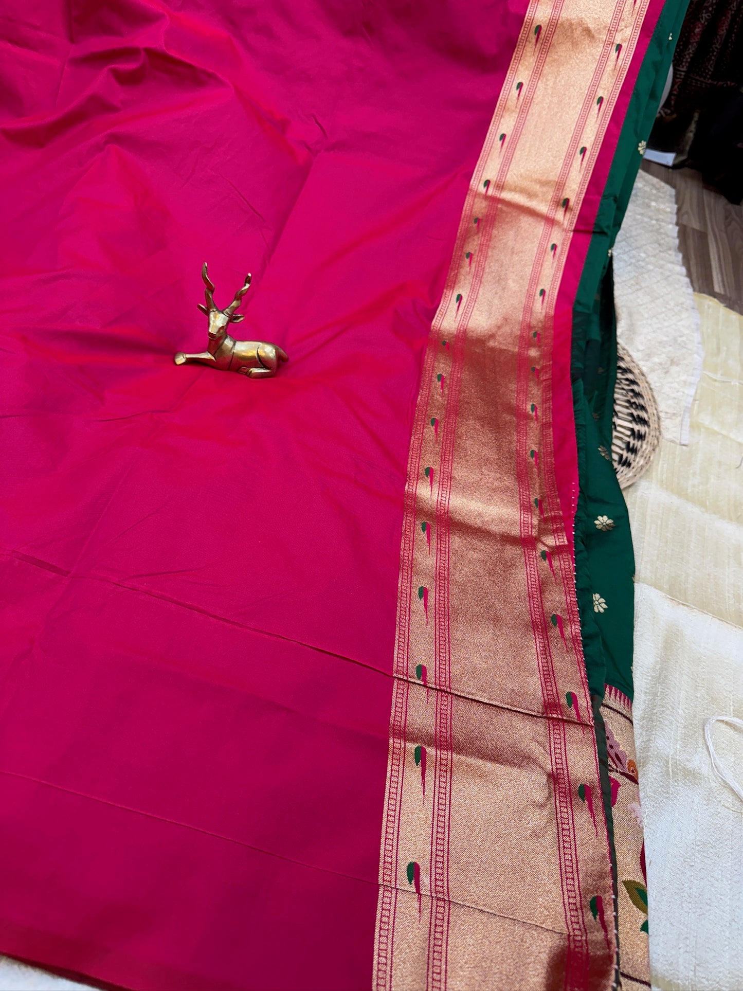 Pure Paithani Silk Saree with Floral Border | Green