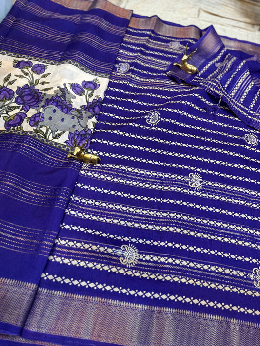 Semi Crepe Silk Saree with 3 part Digital print