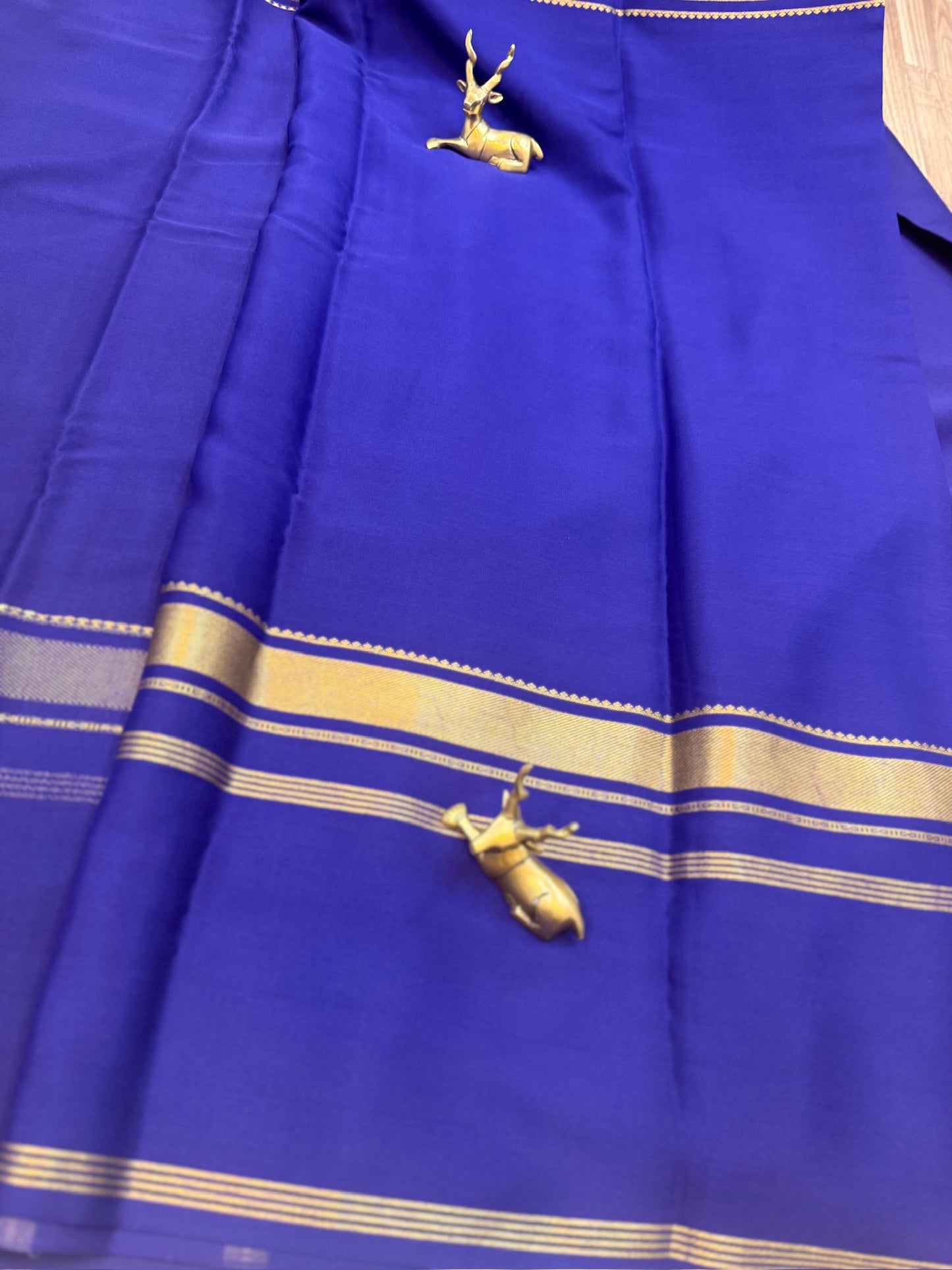Pure Crepe Mysore Silk Saree 3D Bentex Border | Navy Blue