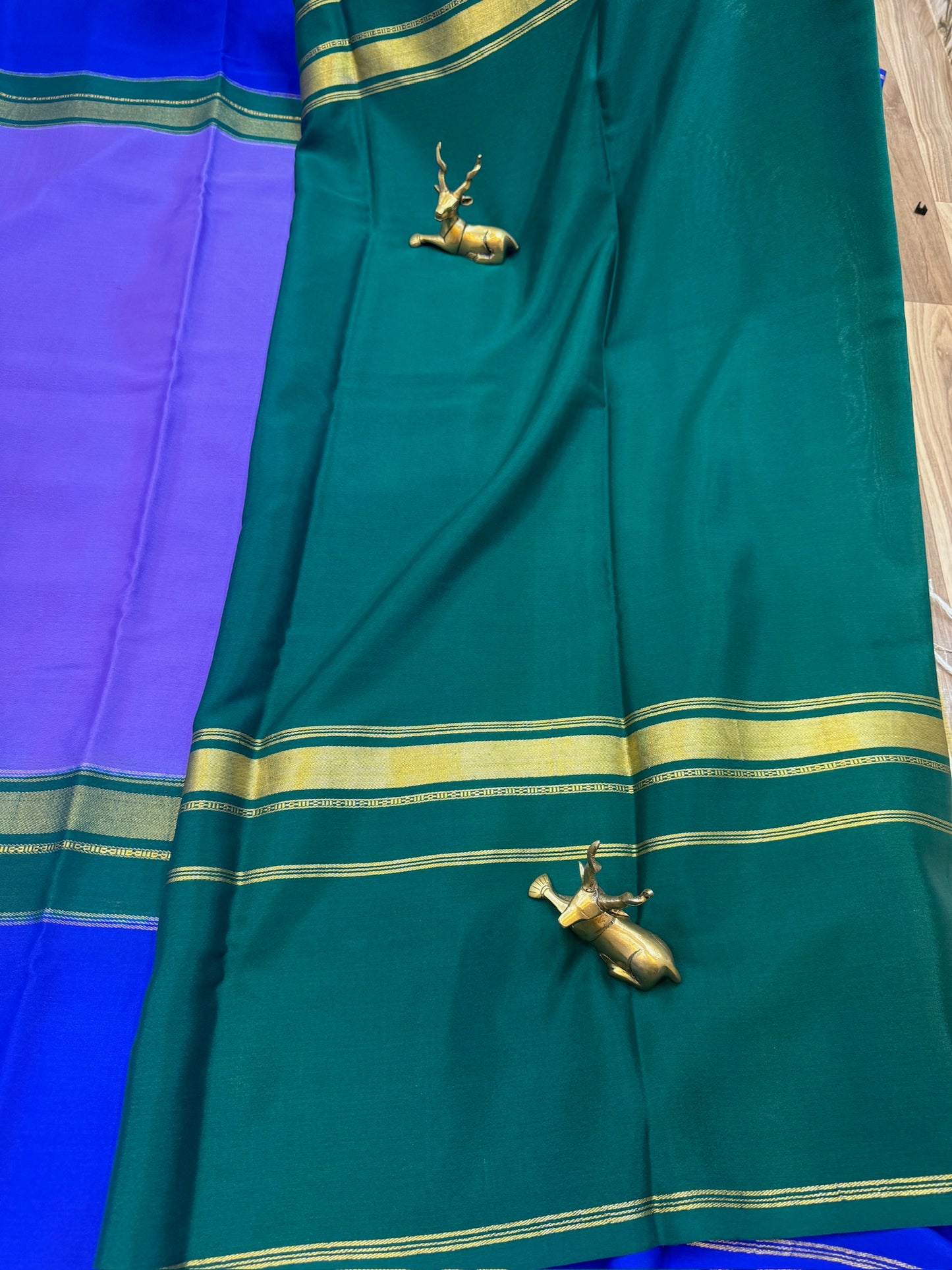 Pure Crepe Mysore Silk Saree with Bentex Border | Purple with Blue border