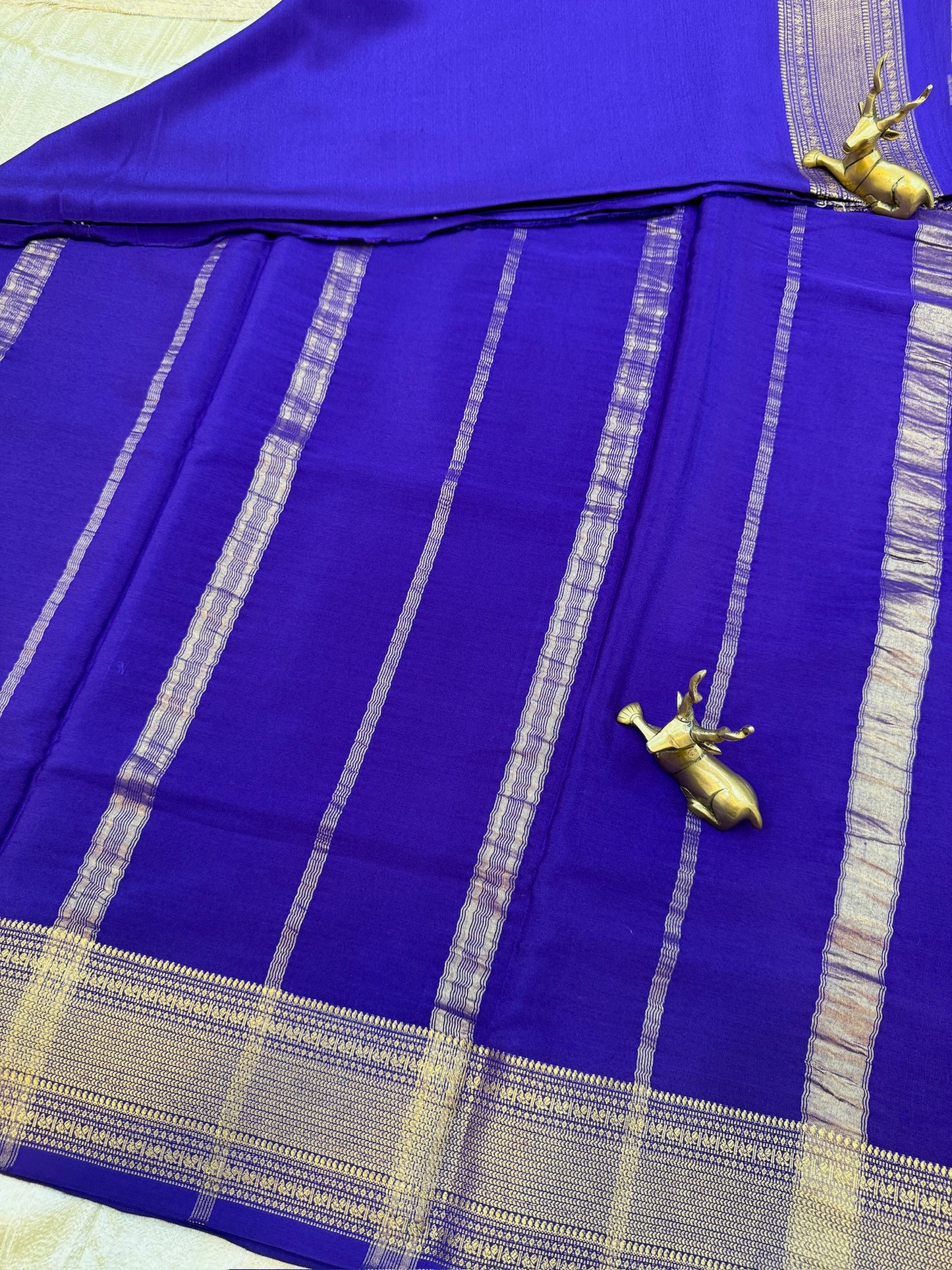 Pure Crepe 120GSM Mysore Silk Saree with 100% PURE ZARI BORDER Hallmark Certified | Purple