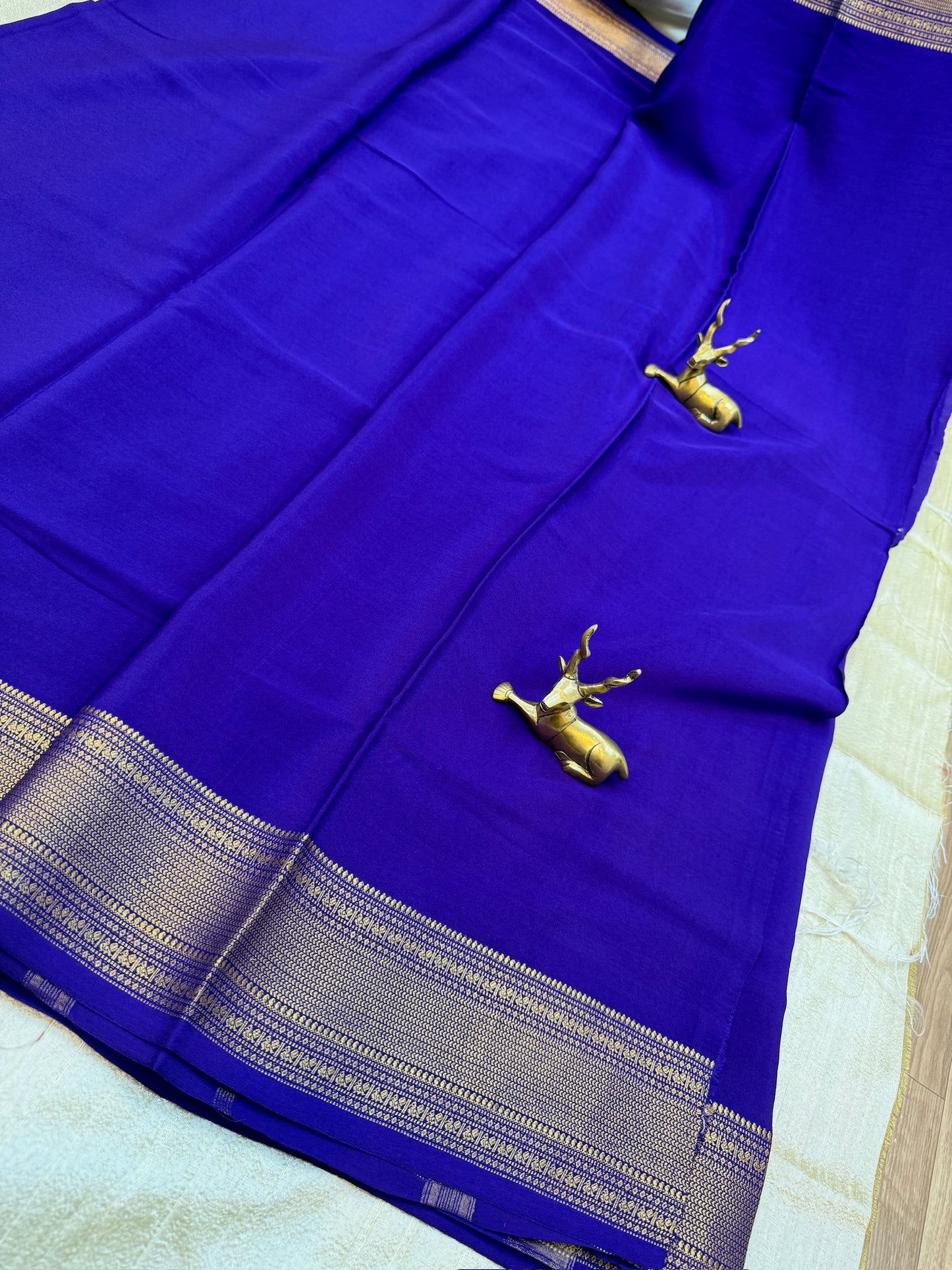 Pure Crepe 120GSM Mysore Silk Saree with 100% PURE ZARI BORDER Hallmark Certified | Purple