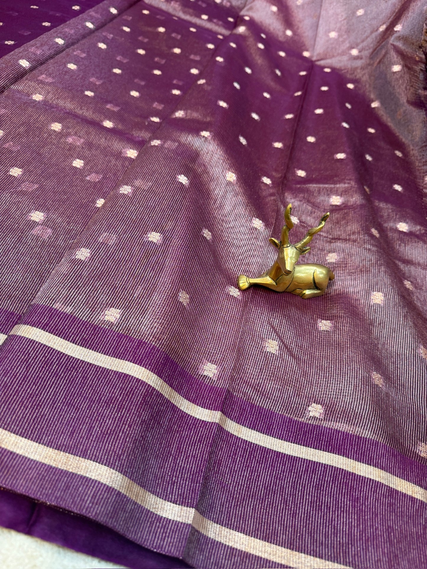 Semi Kora Silk Saree | Flower Butta | Purple