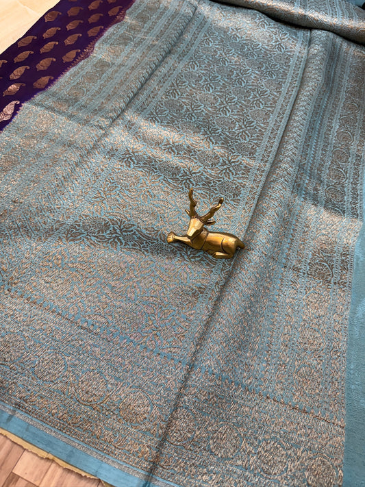 Banarasi Pure Crepe Saree | Mango Butta | Purple