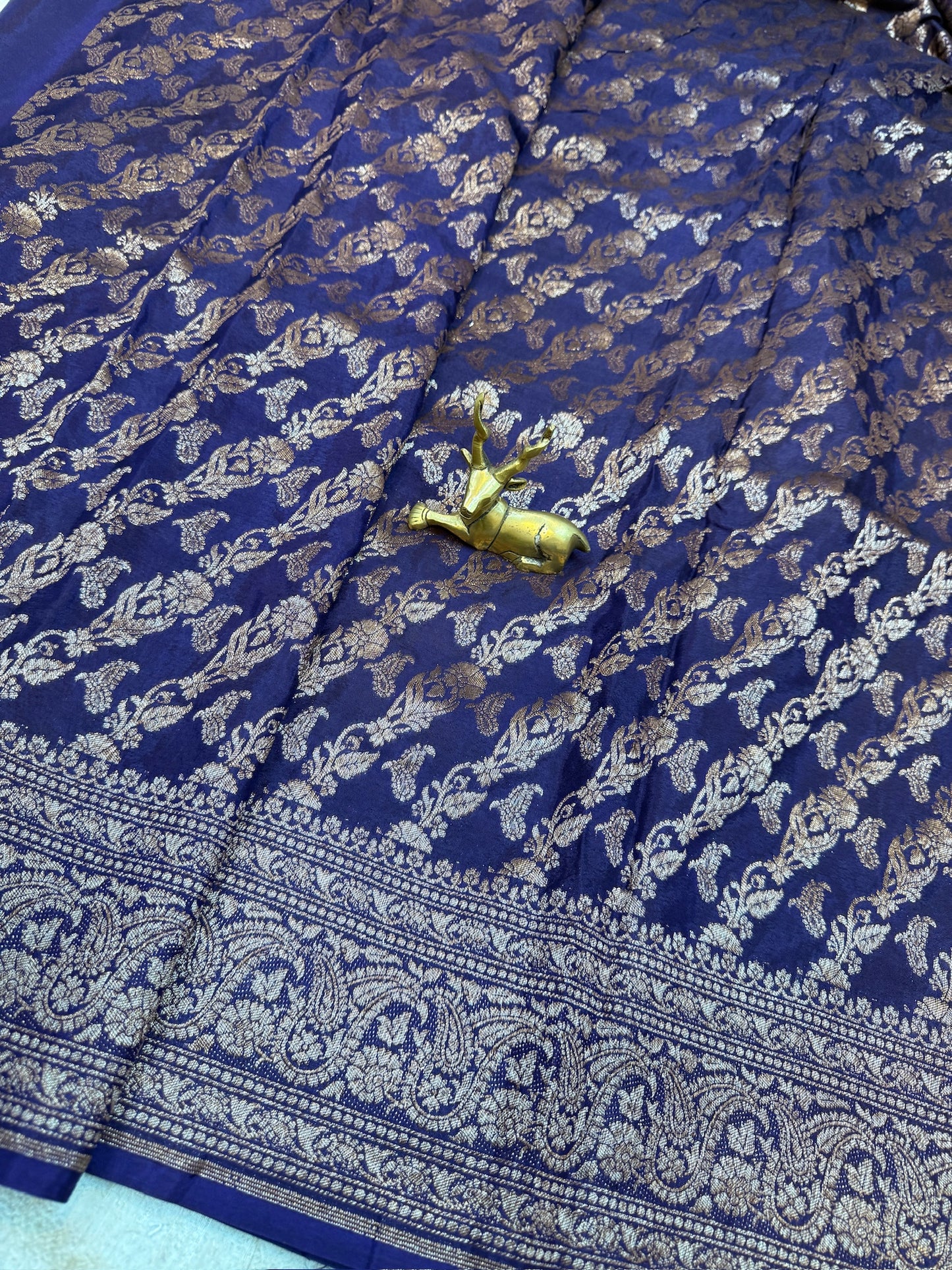 Banarasi Pure Crepe Saree | Small Butta |Dark Blue
