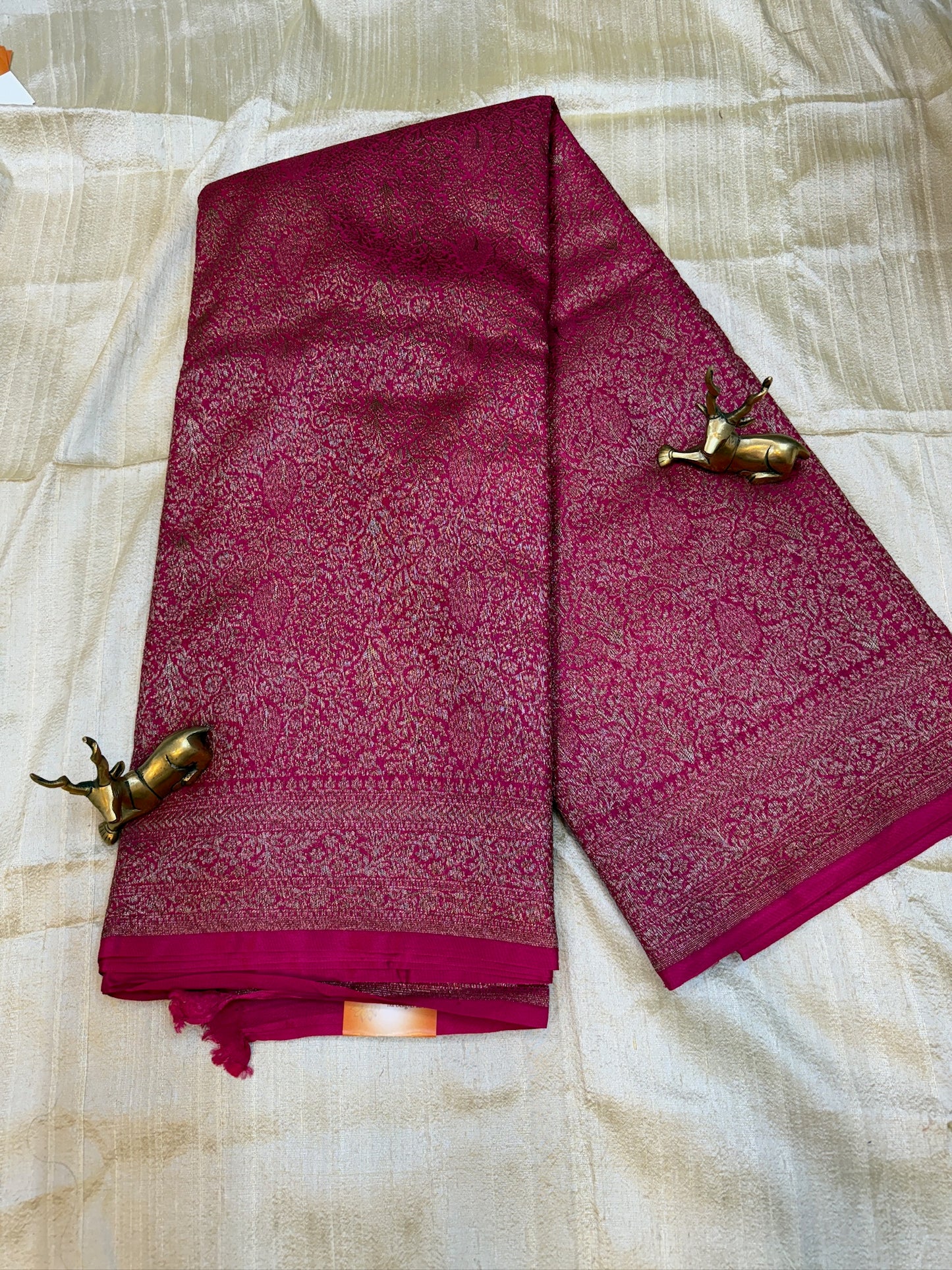 Banarasi Pure Crepe Saree | Brocade saree | Pink