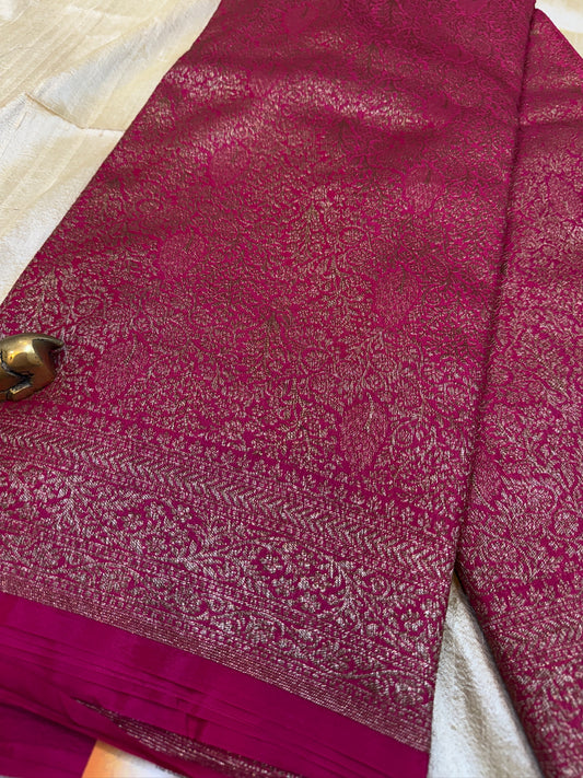 Banarasi Pure Crepe Saree | Brocade saree | Pink
