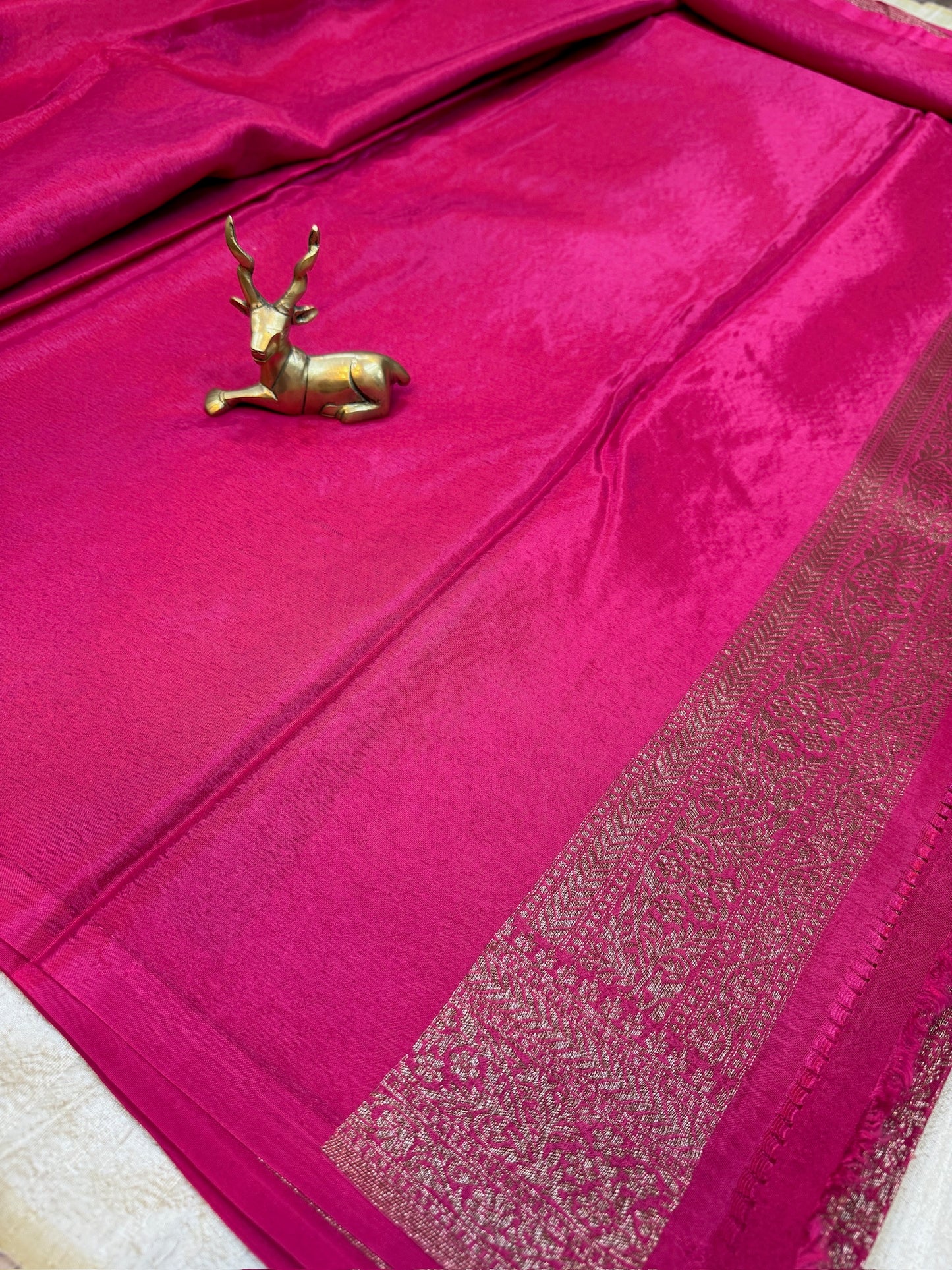 Banarasi Pure Crepe Saree | Brocade saree | Pink