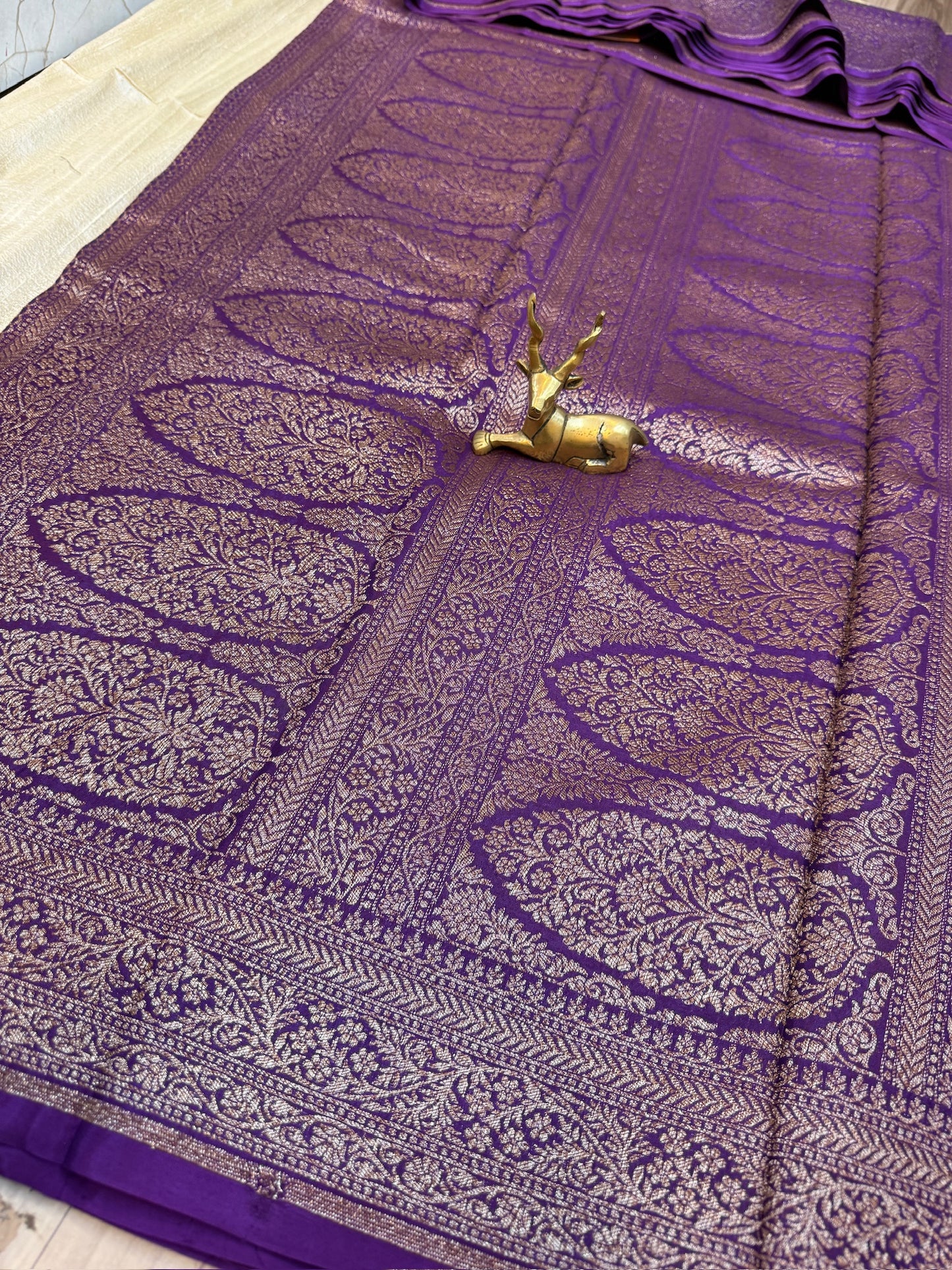 Banarasi Pure Crepe Saree | Brocade saree | Purple