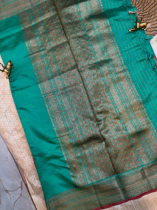 Raw Mango Kadwa Silk Saree Green (Banarasi)