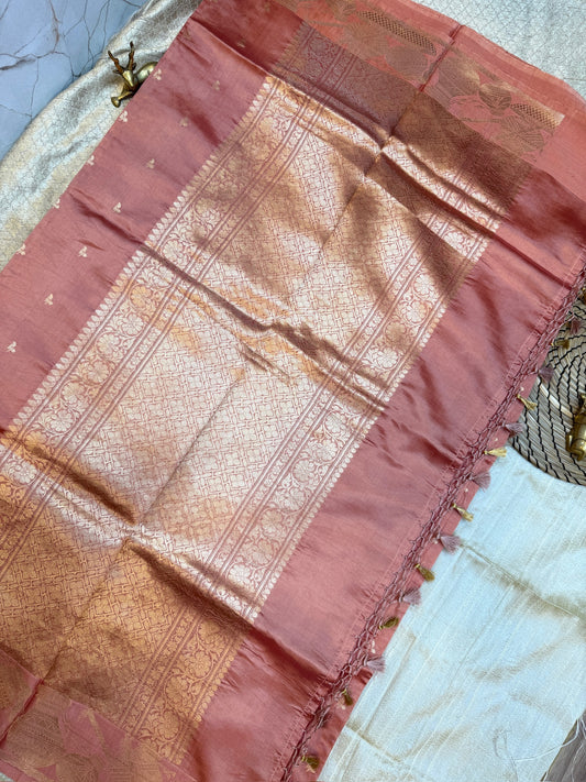 Raw Mango Kadwa Silk Saree Pink (Banarasi)