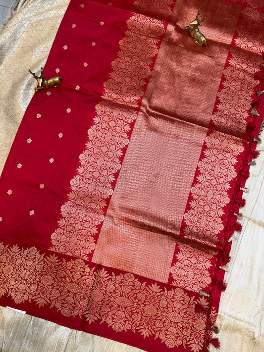 Banarasi Katan Silk Saree with Butta | Red