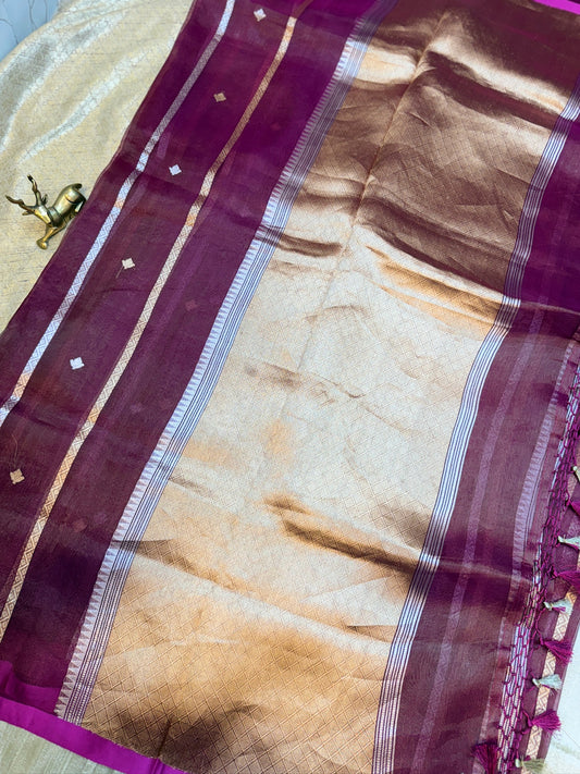 Pure Tissue Silk Saree with stripes |Purple
