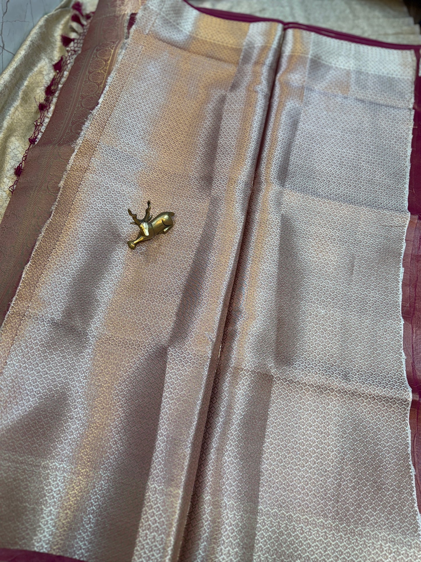 Pure Tissue silk saree plain | Pink