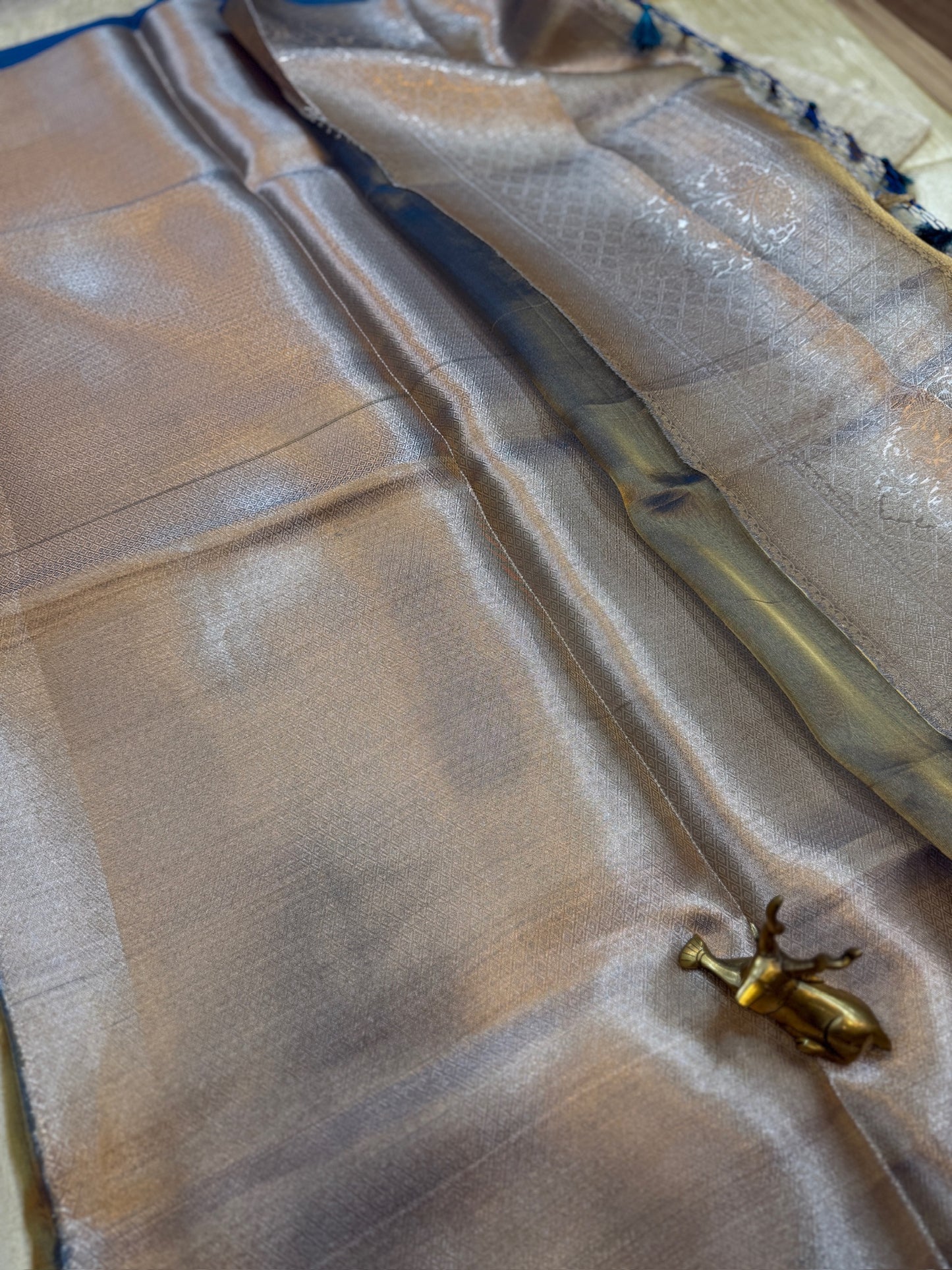 Pure Tissue Silk Saree plain | Blue