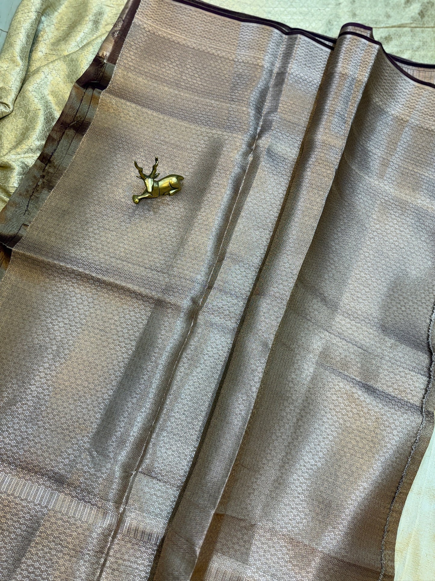 Pure Tissue Silk Saree plain | Brown