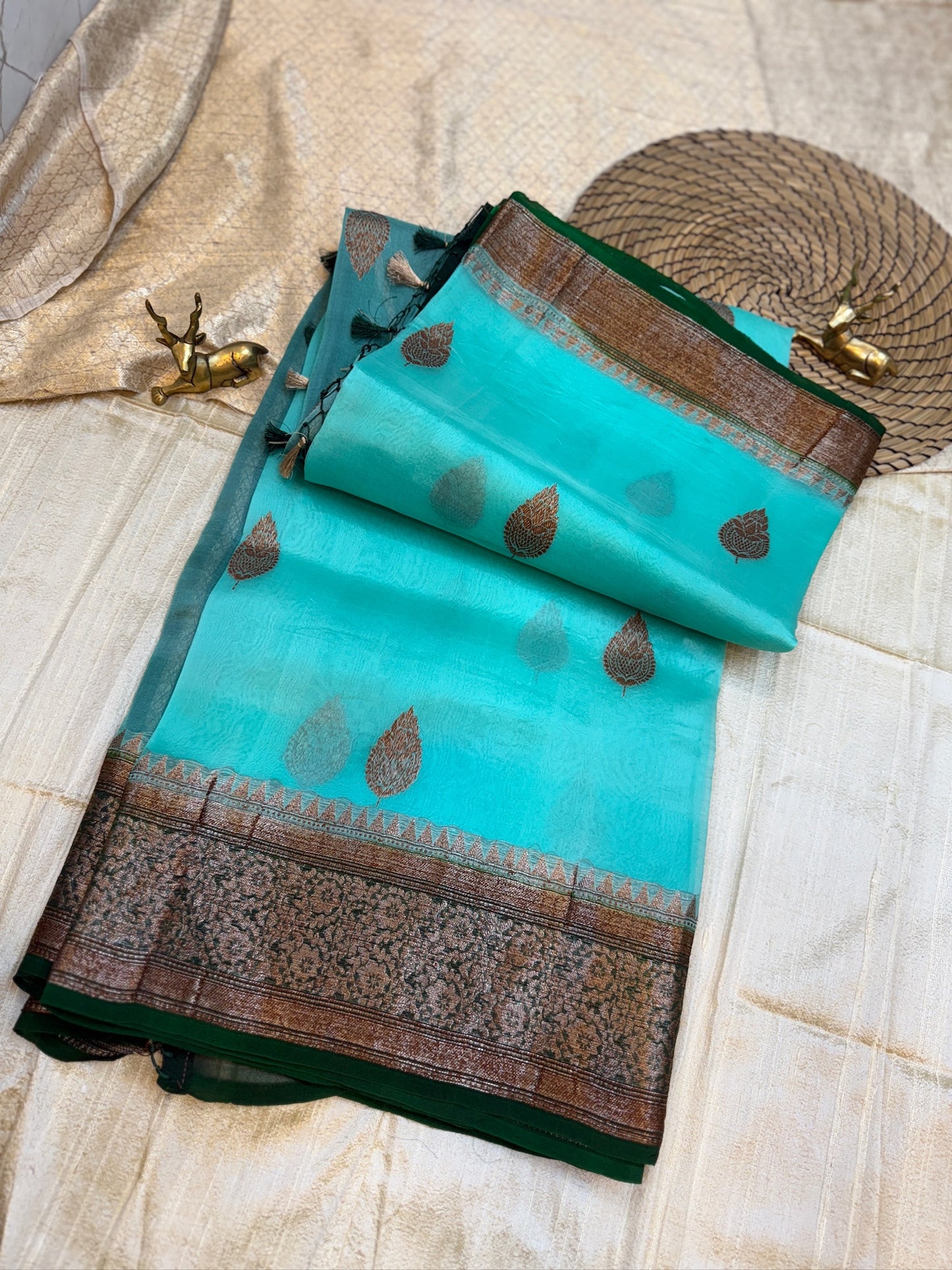 Pure Kora Silk Saree Banarasi With Butta | Blue