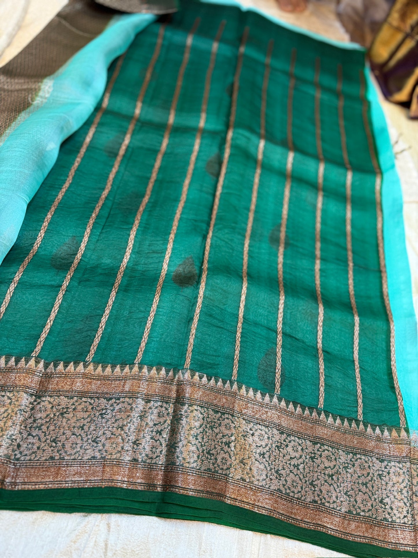 Pure Kora Silk Saree Banarasi With Butta | Blue