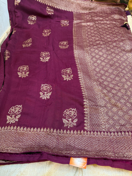 Dola Silk Saree with Flower Butta| Purple