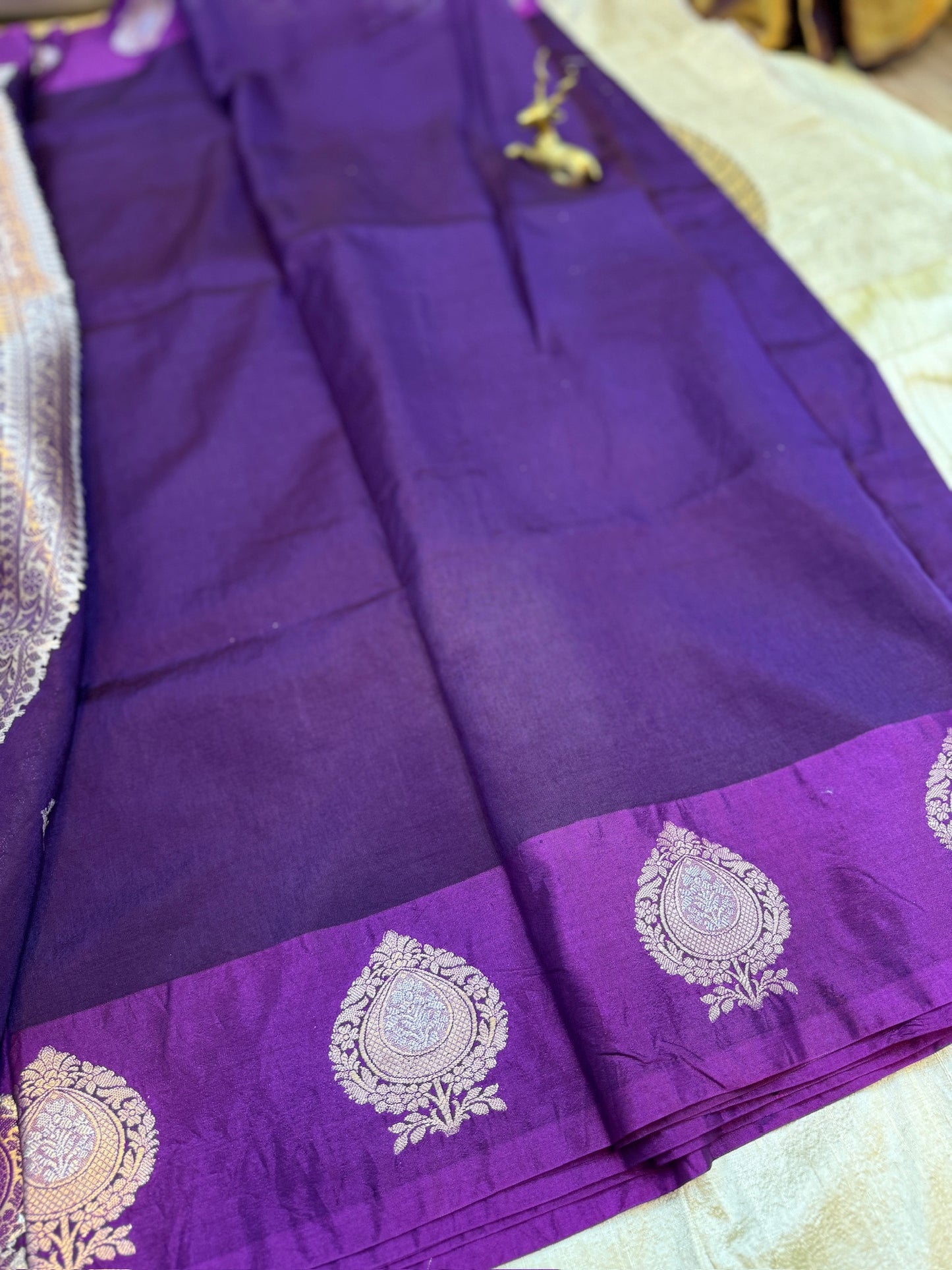 Raw Mango Banarasi Silk Saree with small Butta | Purple