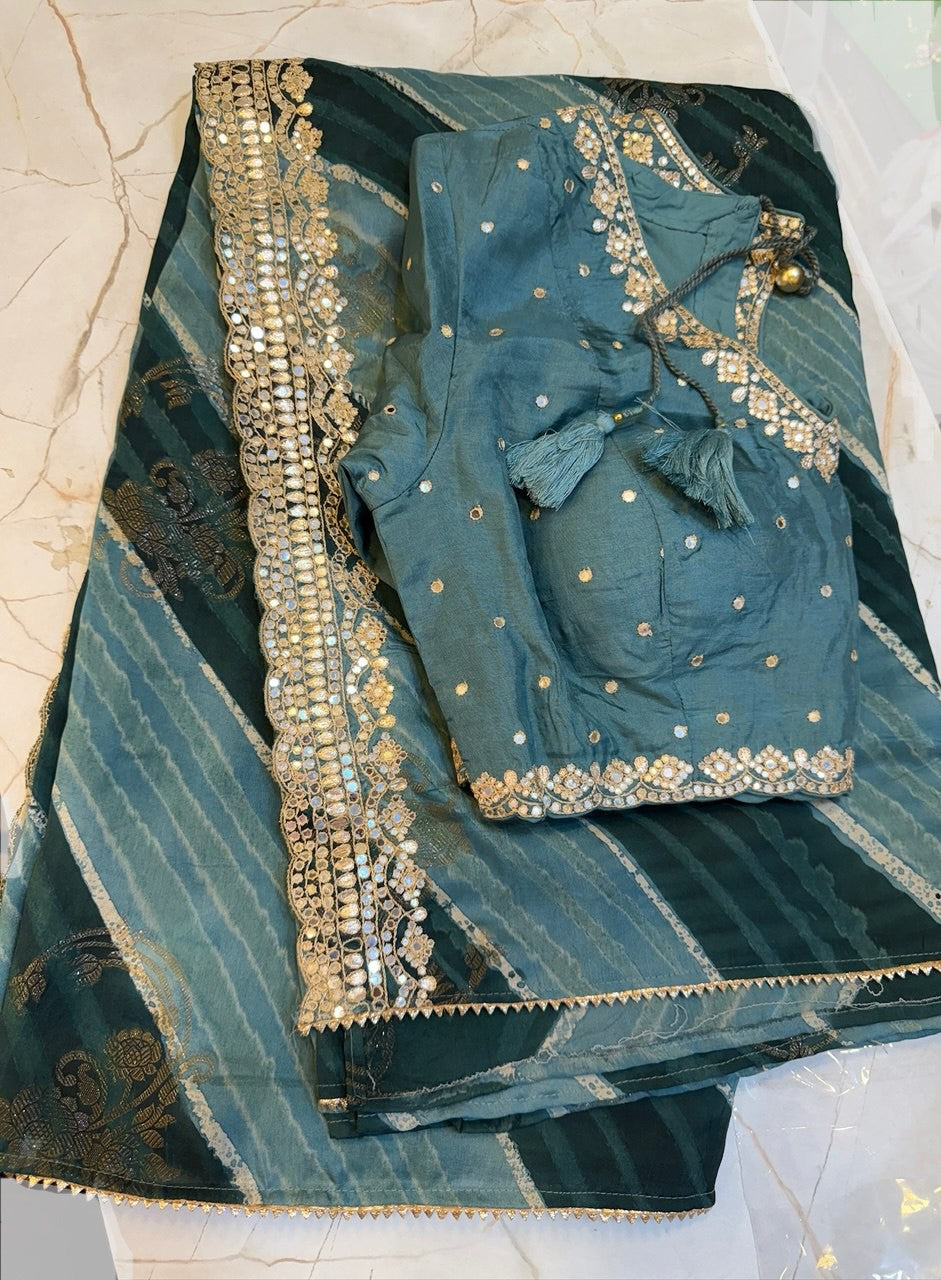 Dola Silk saree WITH BLOUSE- Gota patti