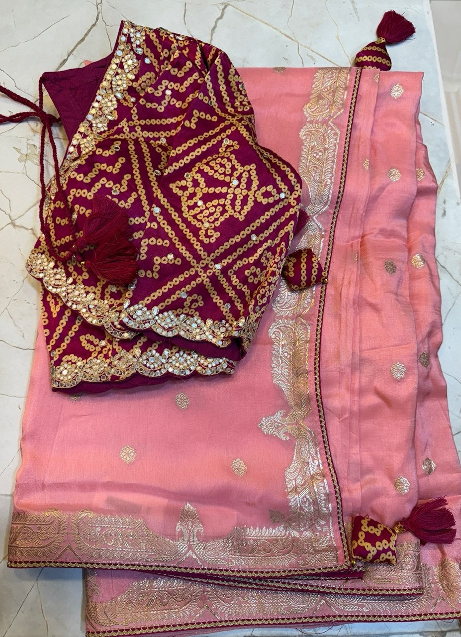 Modal Silk Saree WITH BLOUSE- zari border