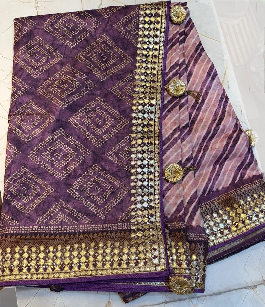 Dola Silk Saree- Gota patti border