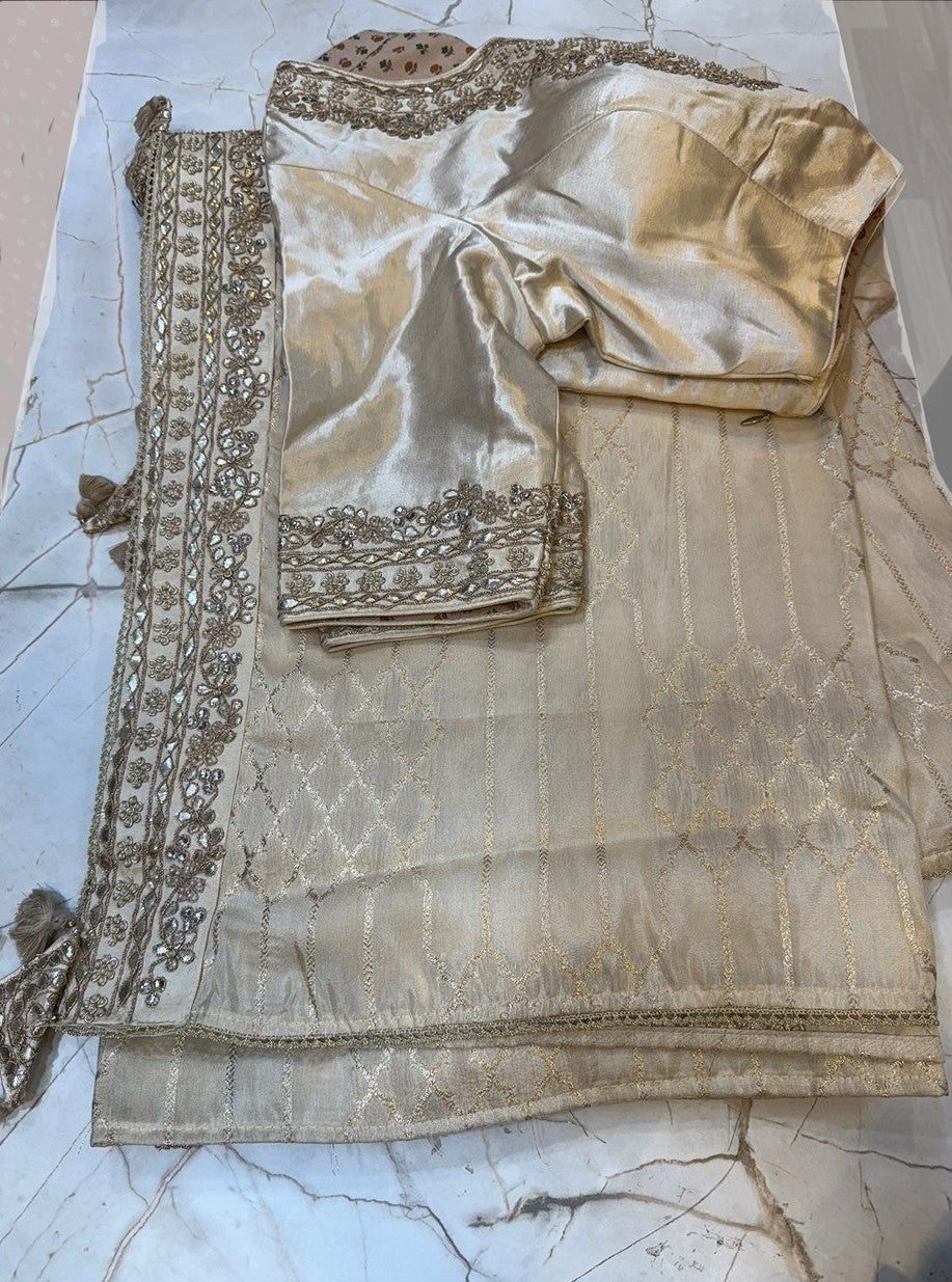 Dola Silk Saree WITH BLOUSE - Gota patti