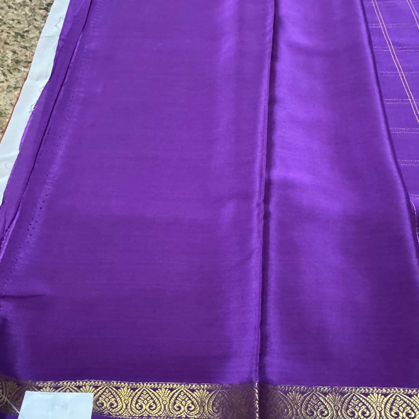 Pure Crepe 120 GSM  Mysore Silk Saree | Checks Design | Purple