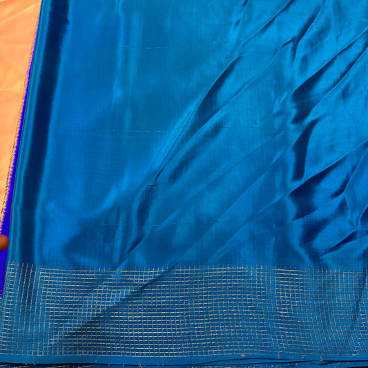 Pure Crepe Mysore Silk Saree| Peacock and Gandaberunda butta | Royal Blue