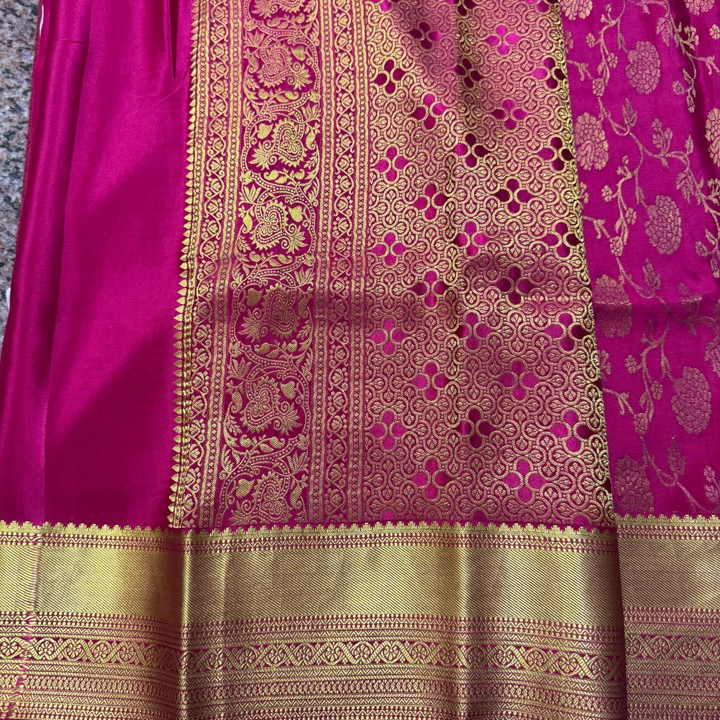 Pure Crepe Mysore Silk Saree | Heavy Brocade | Pink