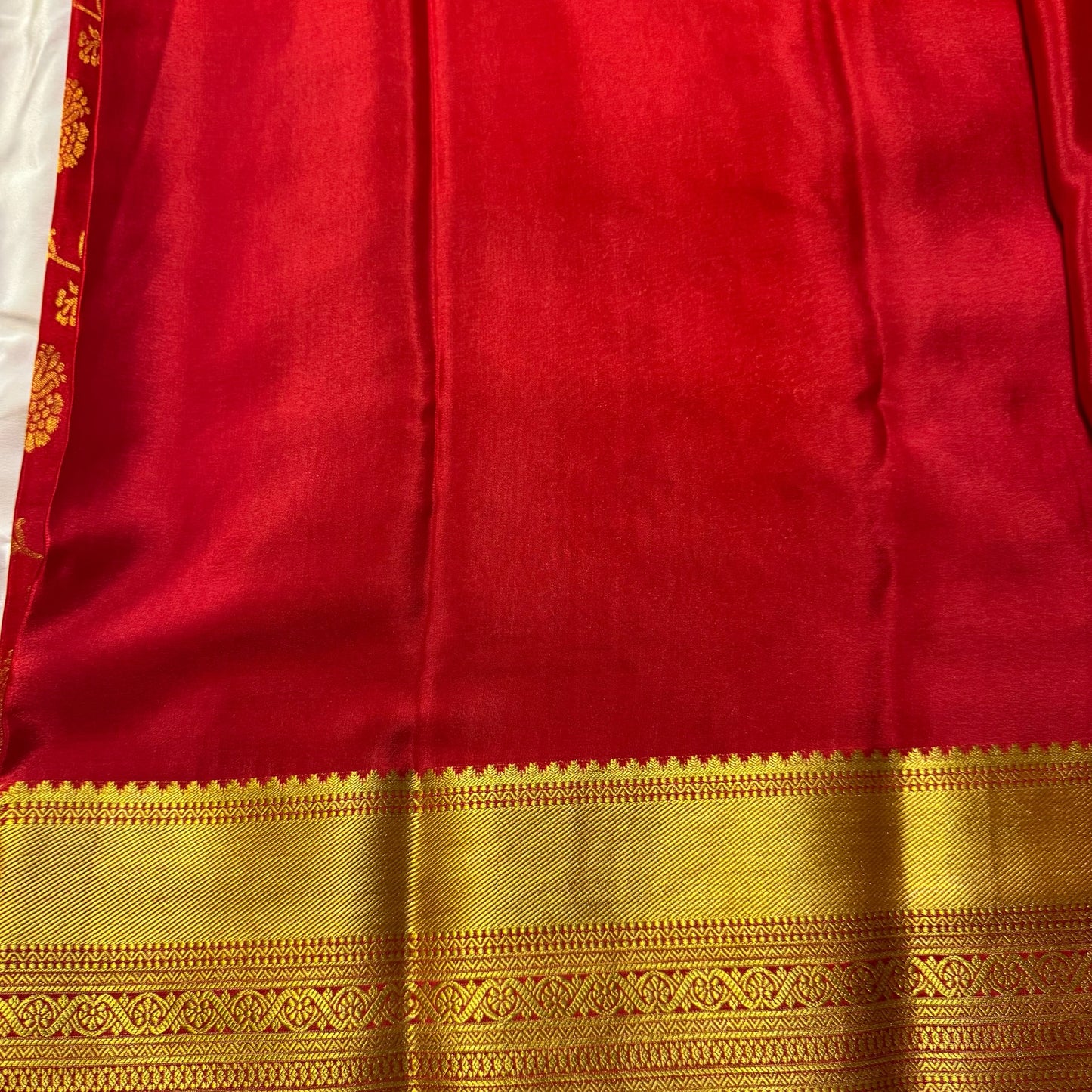 Pure Crepe Mysore Silk Saree | Heavy Brocade | Red