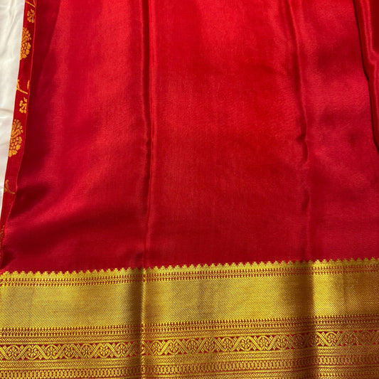 Pure Crepe Mysore Silk Saree | Heavy Brocade | Red