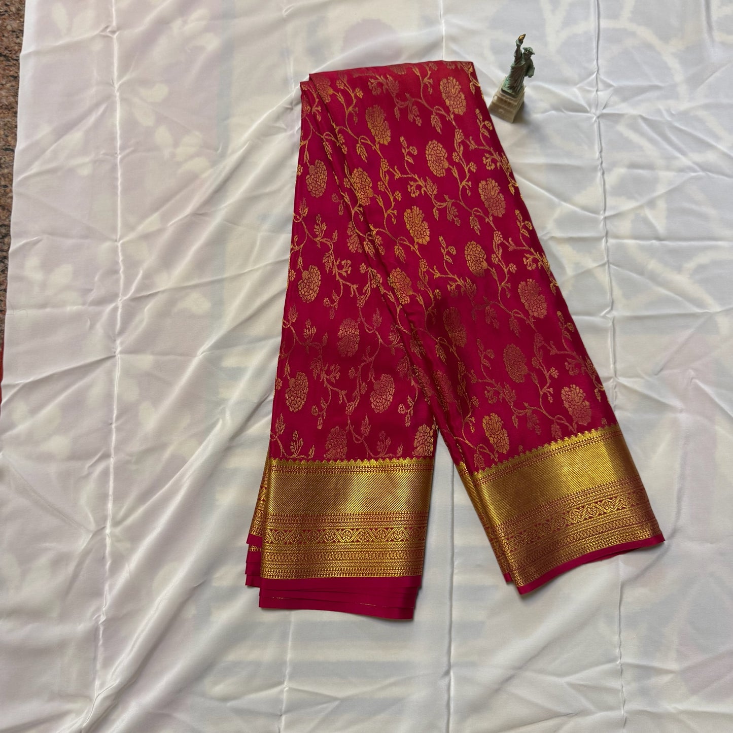 Pure Crepe Mysore Silk Saree | Heavy Brocade | Pink