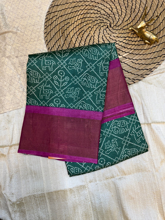 Tussar Silk Saree | Green