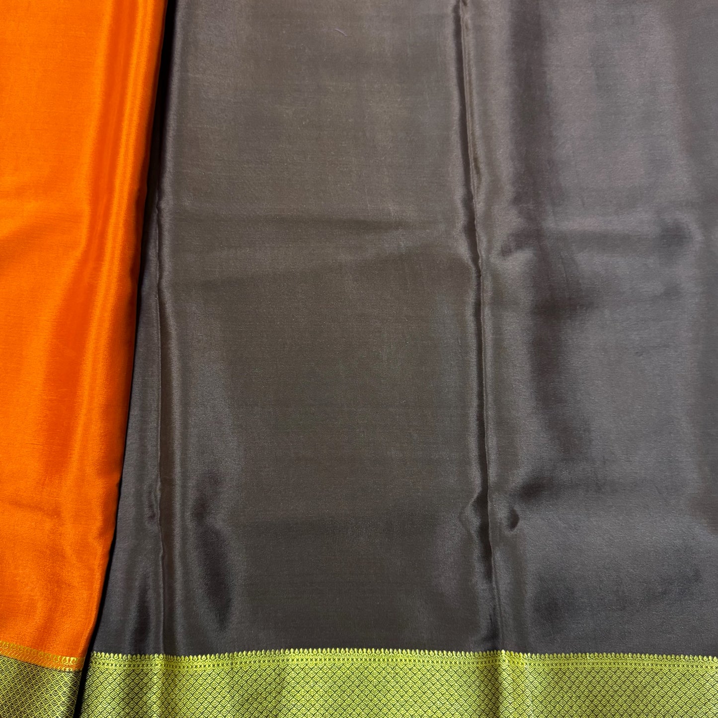 Pure Crepe Mysore Silk Saree | Rust Orange with Brown border 120 GSM