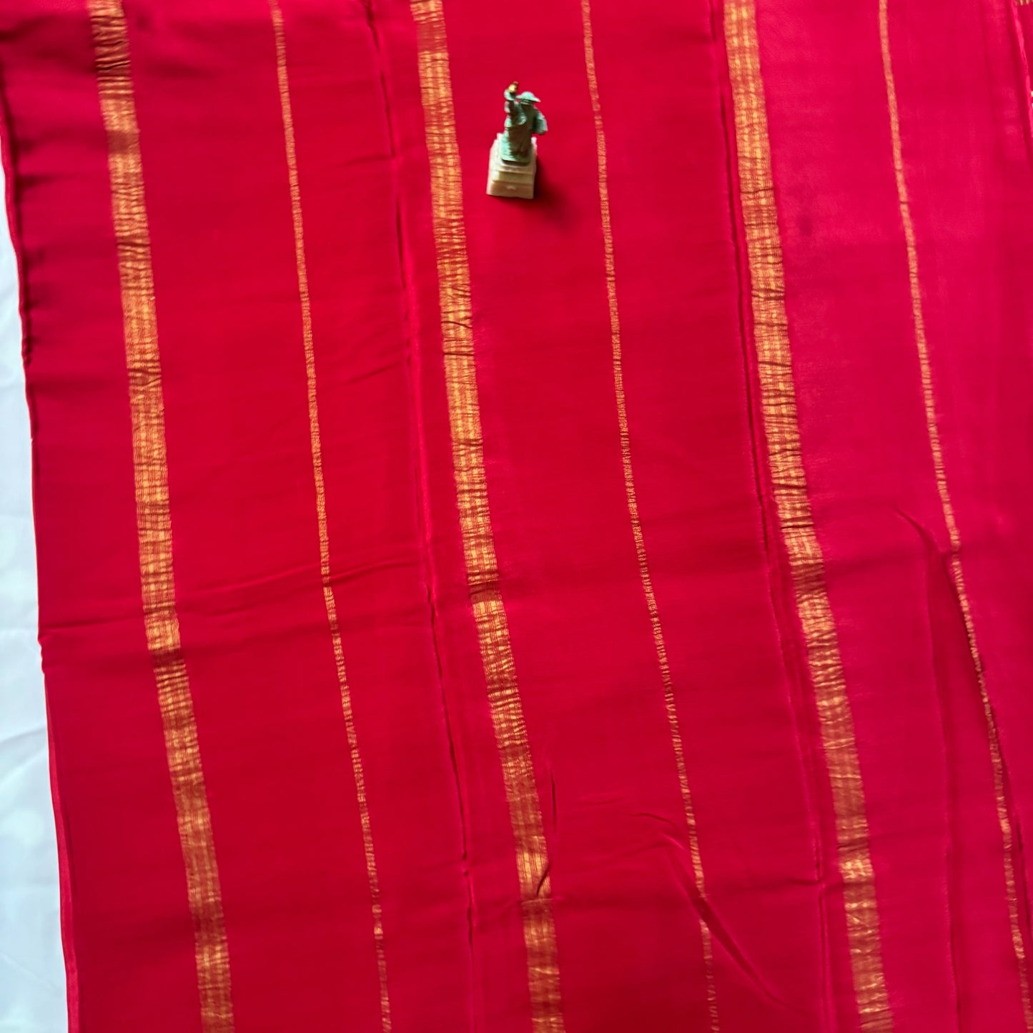 Pure Crepe 120 GSM  Mysore Silk Saree | Horizontal Stripe butta| Red