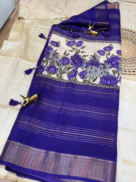 Semi Crepe Silk Saree with 3 part Digital print
