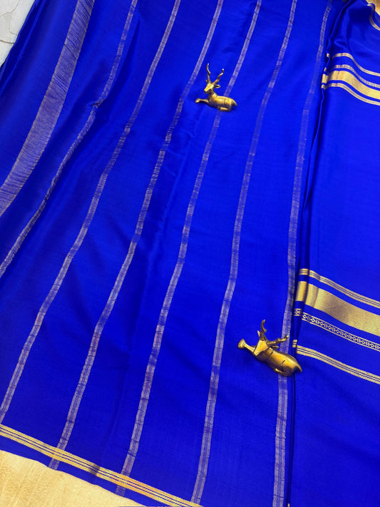 Pure Crepe Mysore Silk Saree 3D with Bentex border | Royal Blue