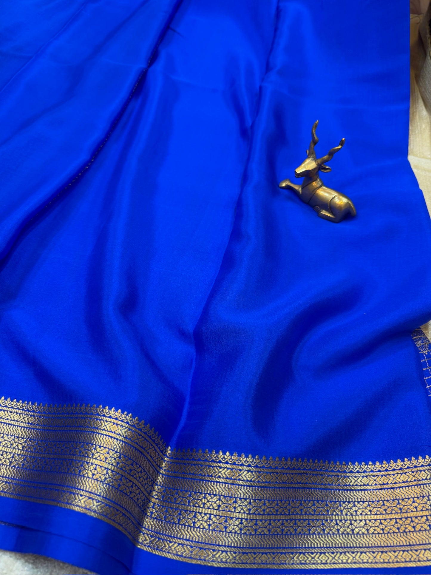 Pure Crepe Mysore Silk Saree | Checks design | Royal Blue