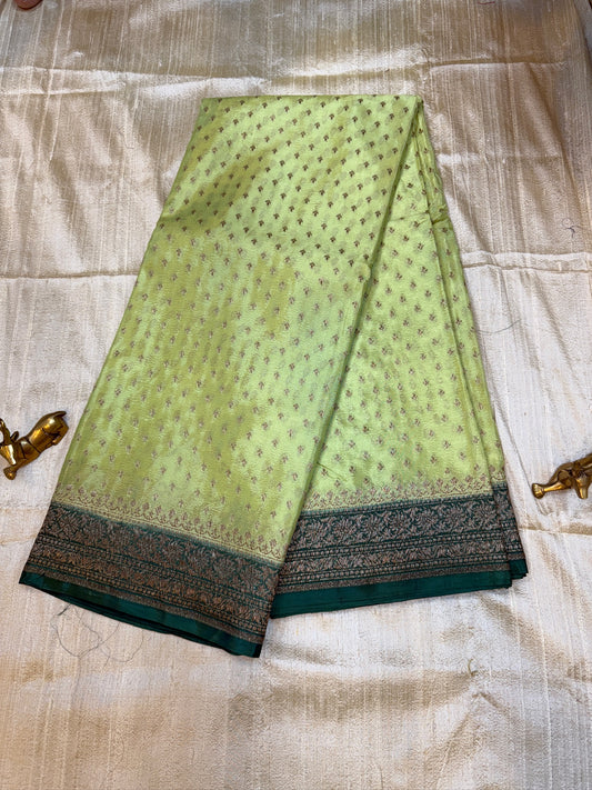 Banarasi Pure Crepe Saree | Small Butta |Pistha green and green