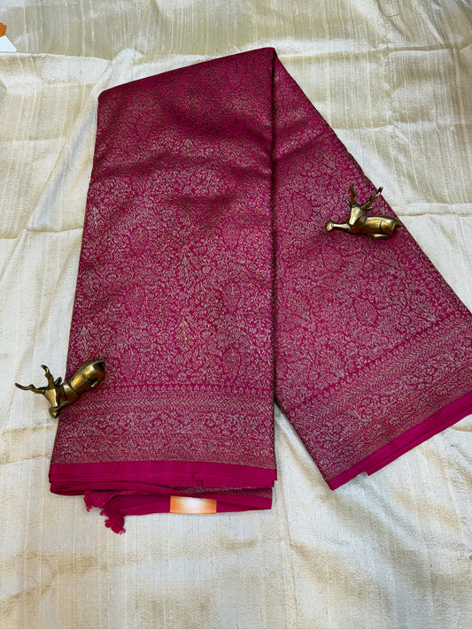 Banarasi Pure Crepe Saree | Brocade saree | Pink