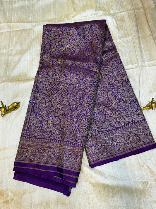 Banarasi Pure Crepe Saree | Brocade saree | Purple