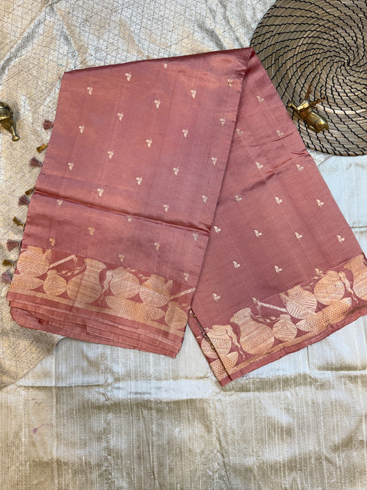 Raw Mango Kadwa Silk Saree Pink (Banarasi)