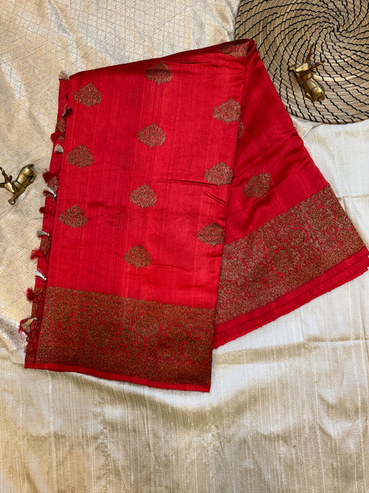 Banarasi Matka Silk Saree Red