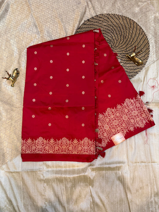 Banarasi Katan Silk Saree with Butta | Red